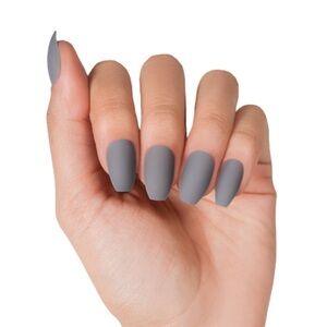 Marmalade Matte Gray Coffin Press-On Nails